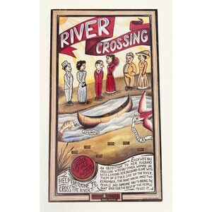 Wood & Pieces Logic Puzzle Vintage 1997 River Crossing Help Everyone to Cross